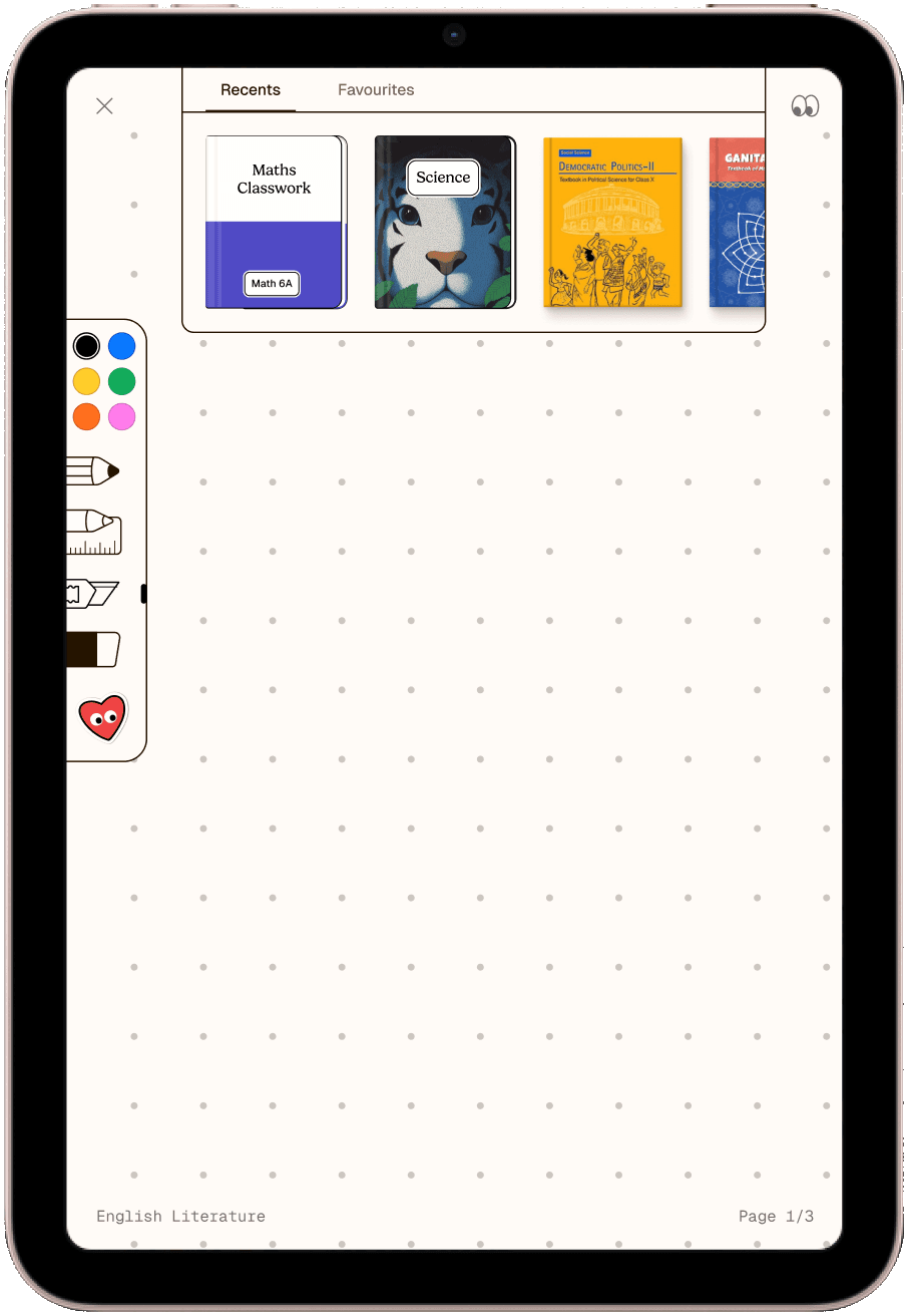 Iteration 1: single pull-down swipe from top, shown on iPad