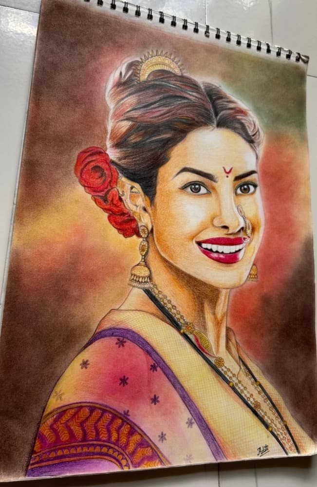 Colored pencil portrait of Priyanka Chopra
